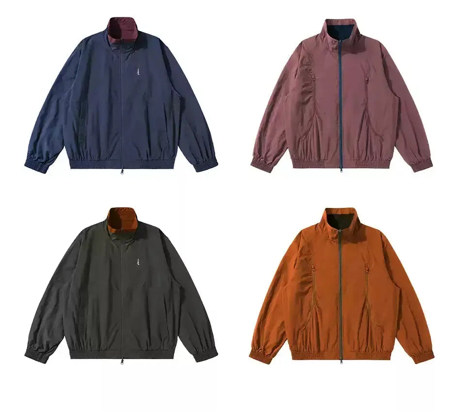 Stand Collar Pocket Detail Windbreaker Jacket