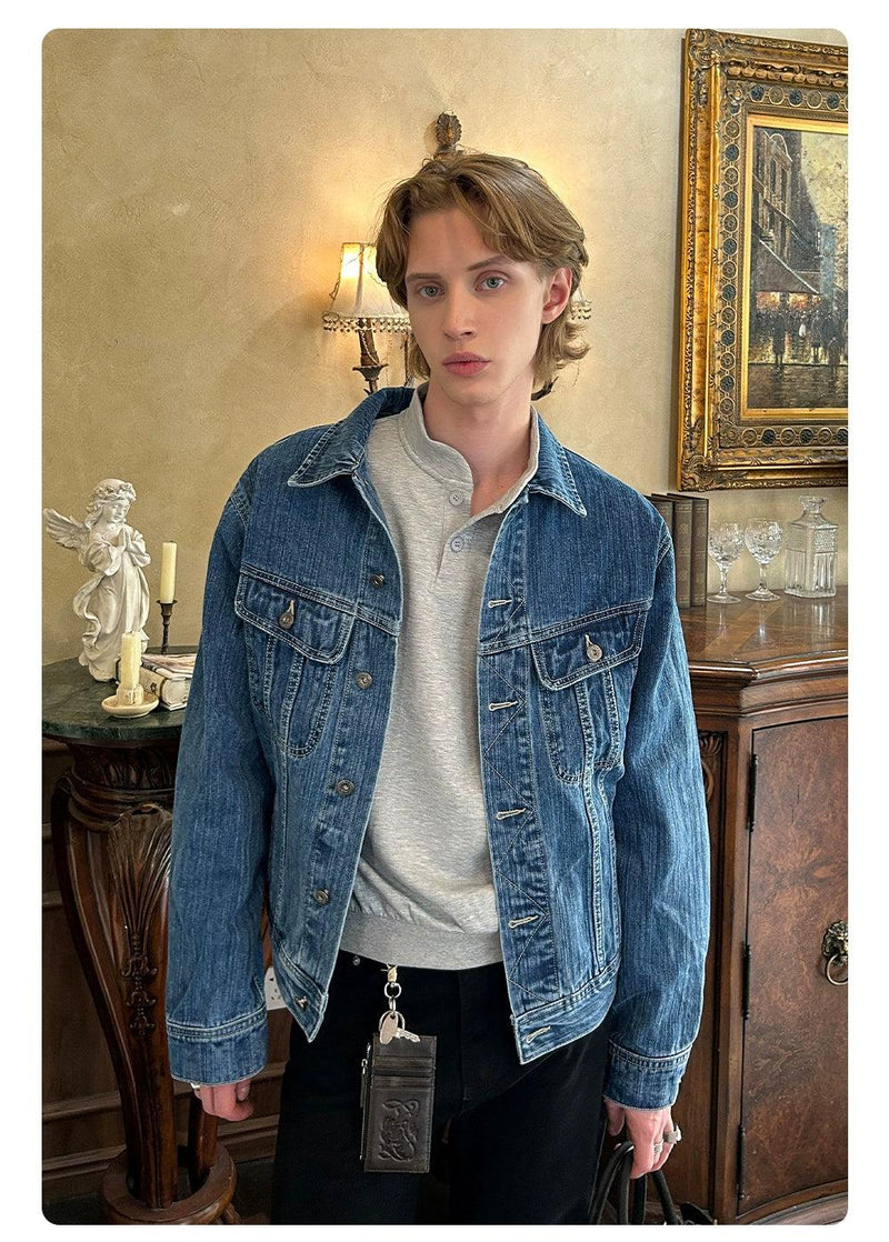 Washed Tilt Pockets Denim Jacket
