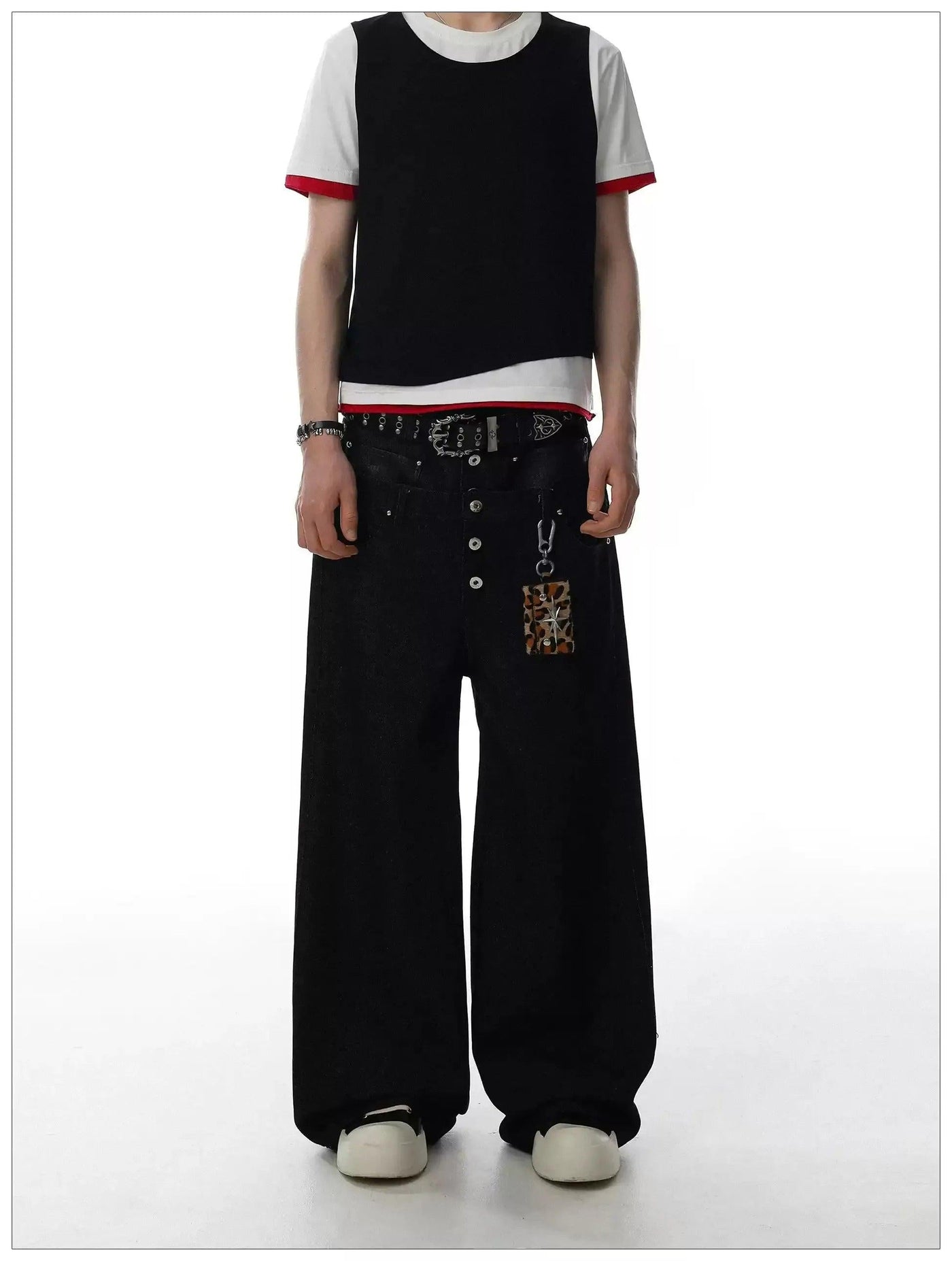 Double Waist Buttoned Jeans