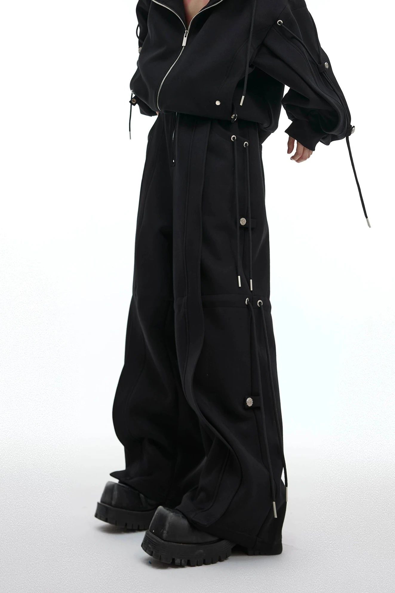 Structured Side Pull Strings Hoodie & Loose Sweatpants Set