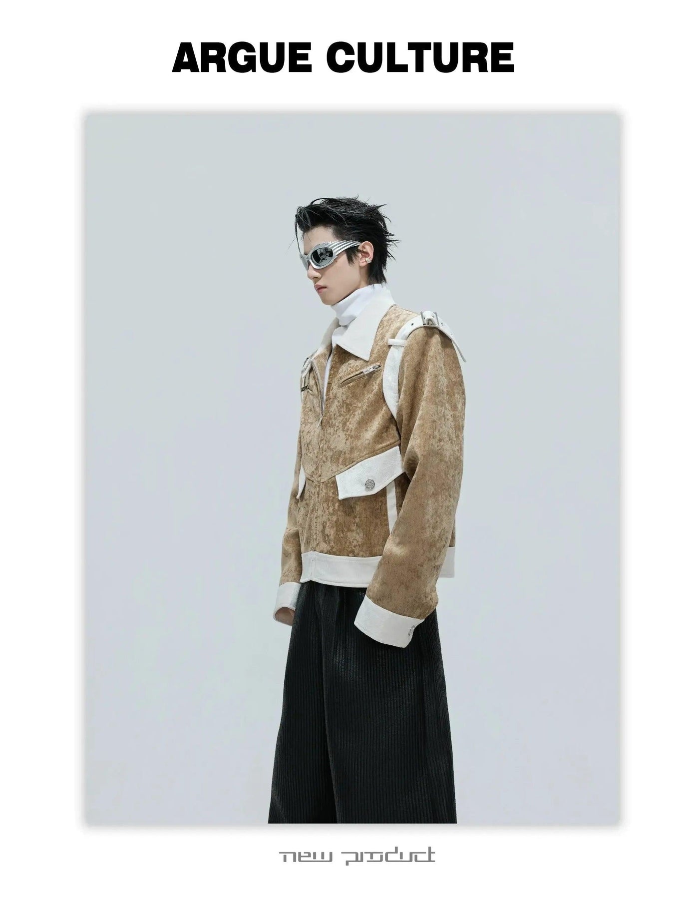 Multiple Details Contrast Spliced Jacket