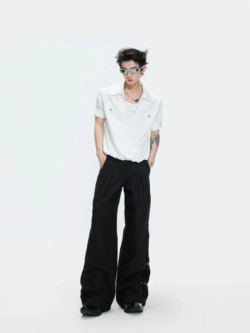 Studded Pleats Flared Pants