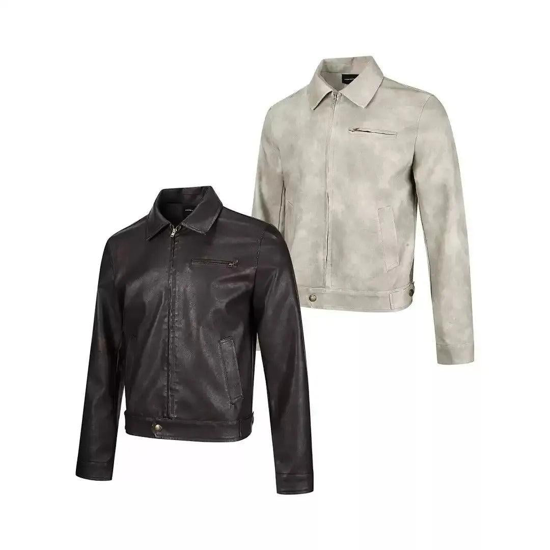 Plain Color Faux Leather Jacket