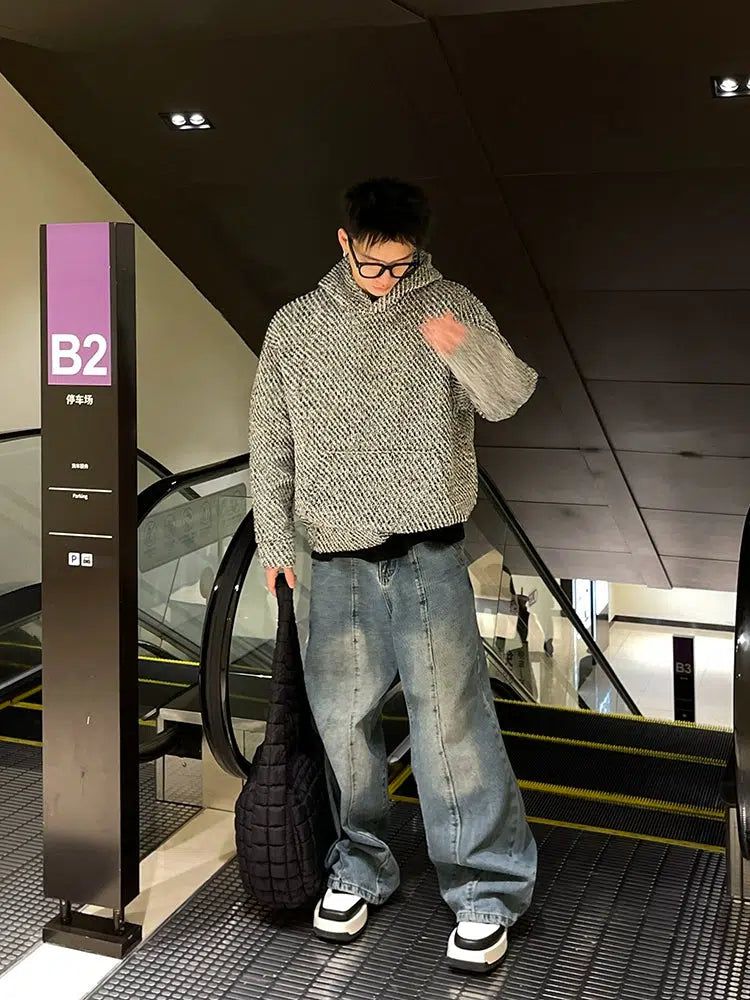 Two-Tone Knitted Hoodie
