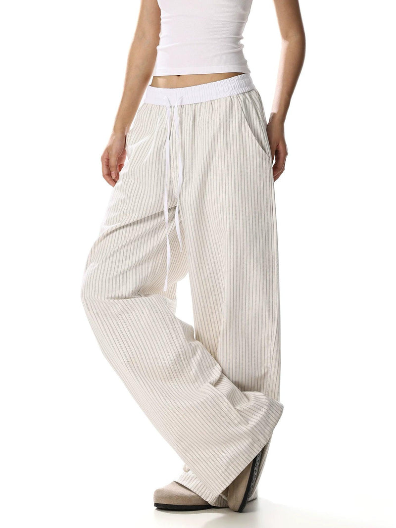 Paneled Striped Wide Pants