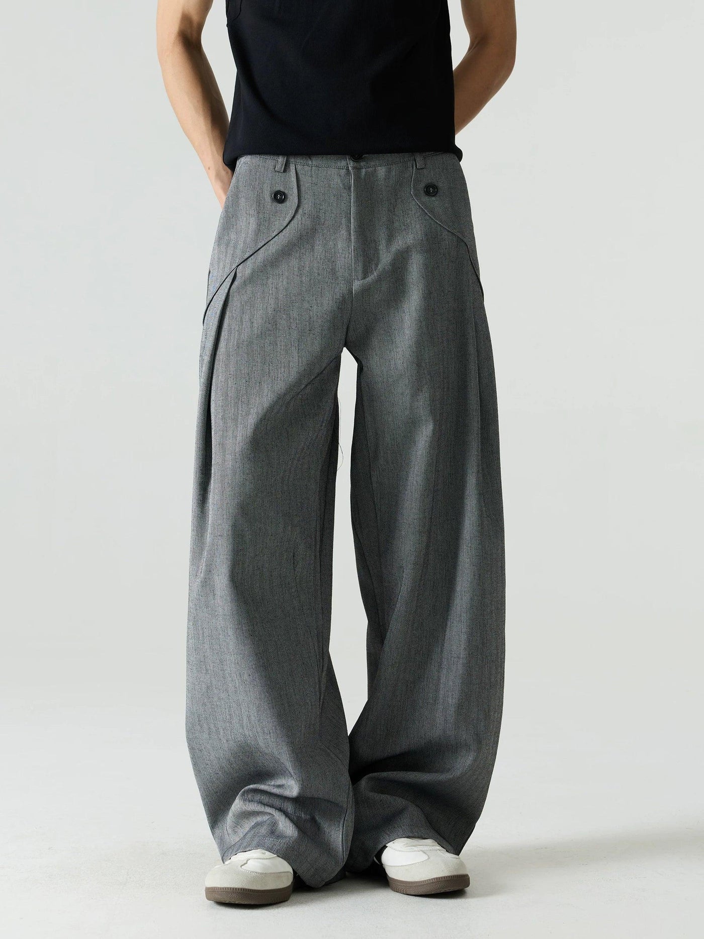 Deconstructed Curved Wide Trousers