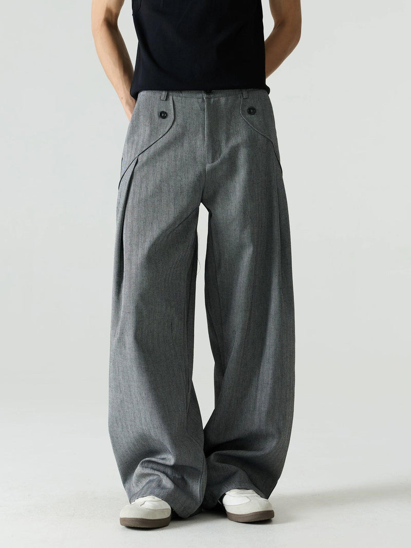 Deconstructed Curved Wide Trousers