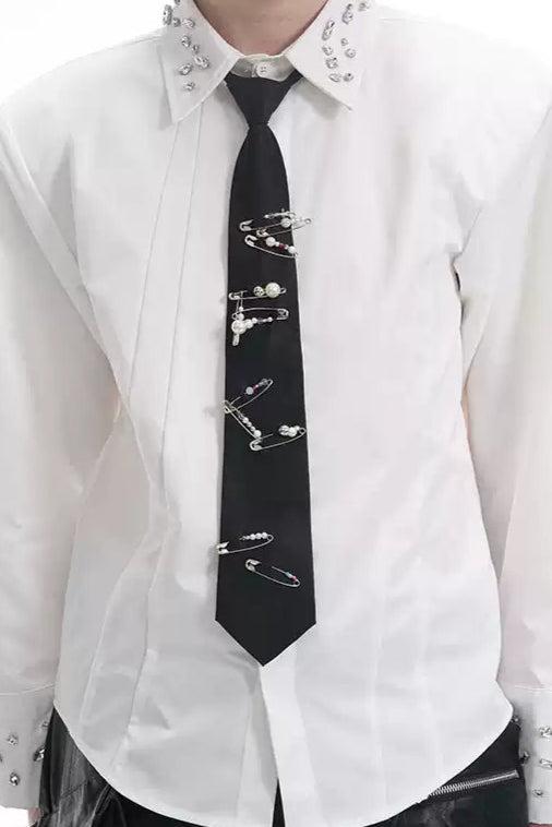 Scattered Safety Pins Tie