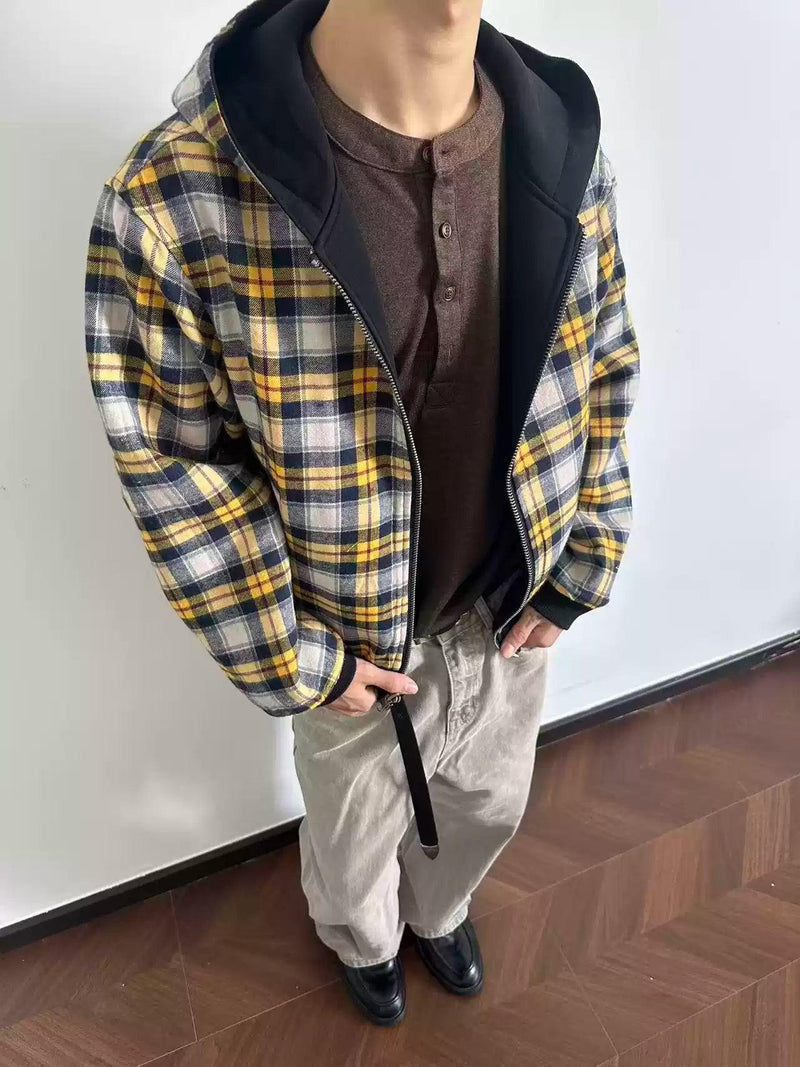 Reversible Plaid Zip-Up Hoodie