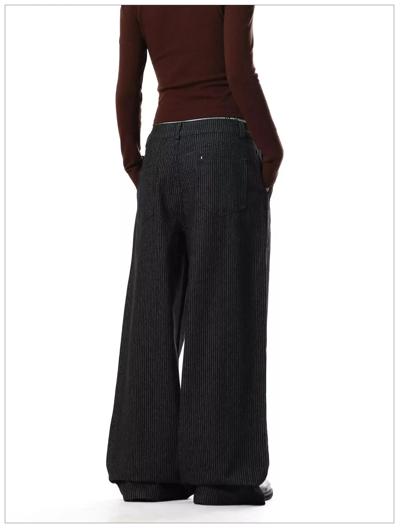 Retro Striped Button-Down Wide Leg Pants