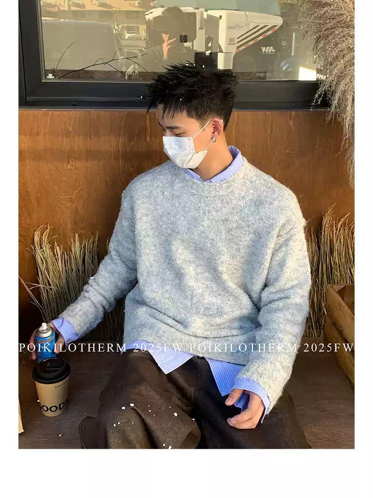 Fuzzy Textured Clean Fit Sweater
