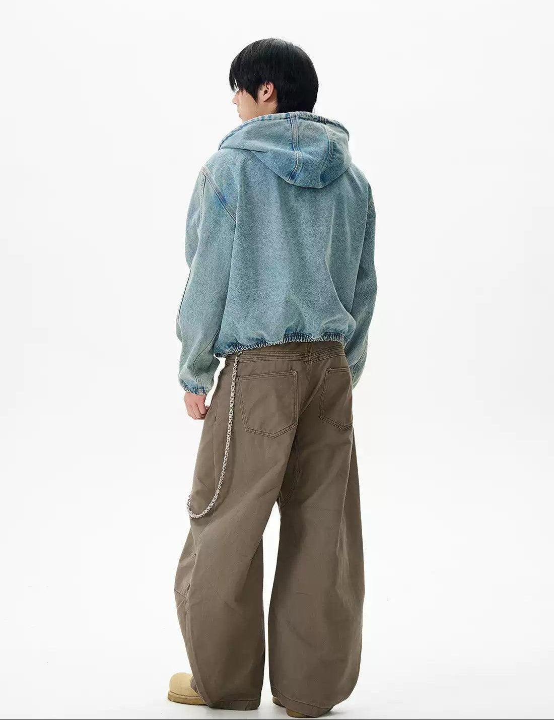 Side Pockets Hooded Denim Jacket