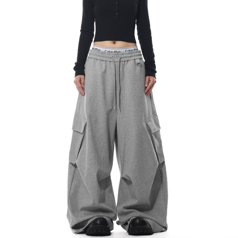 Drawstring Side Pocket Oversized Fit Sweatpants