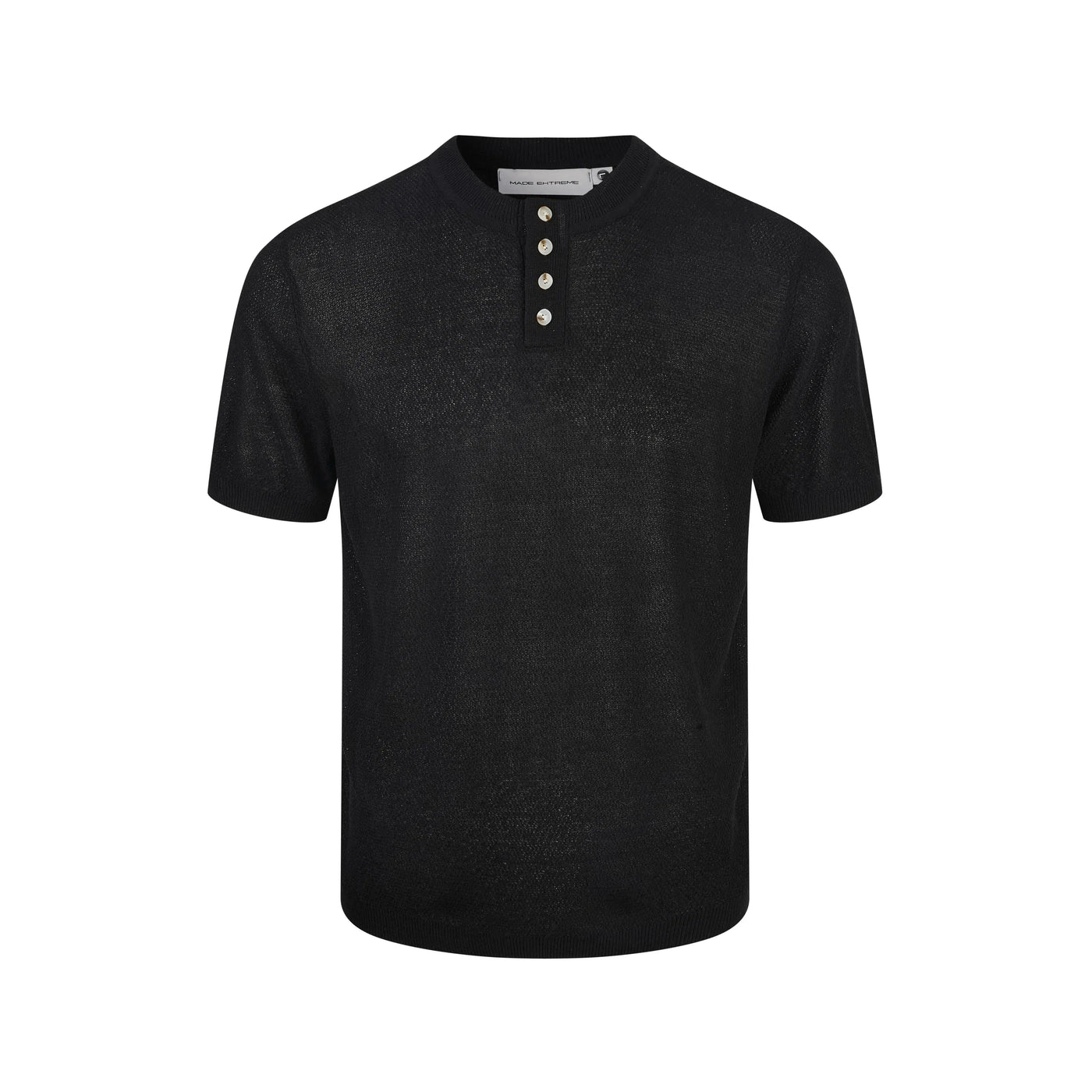 Breathable Knit Henley T-Shirt
