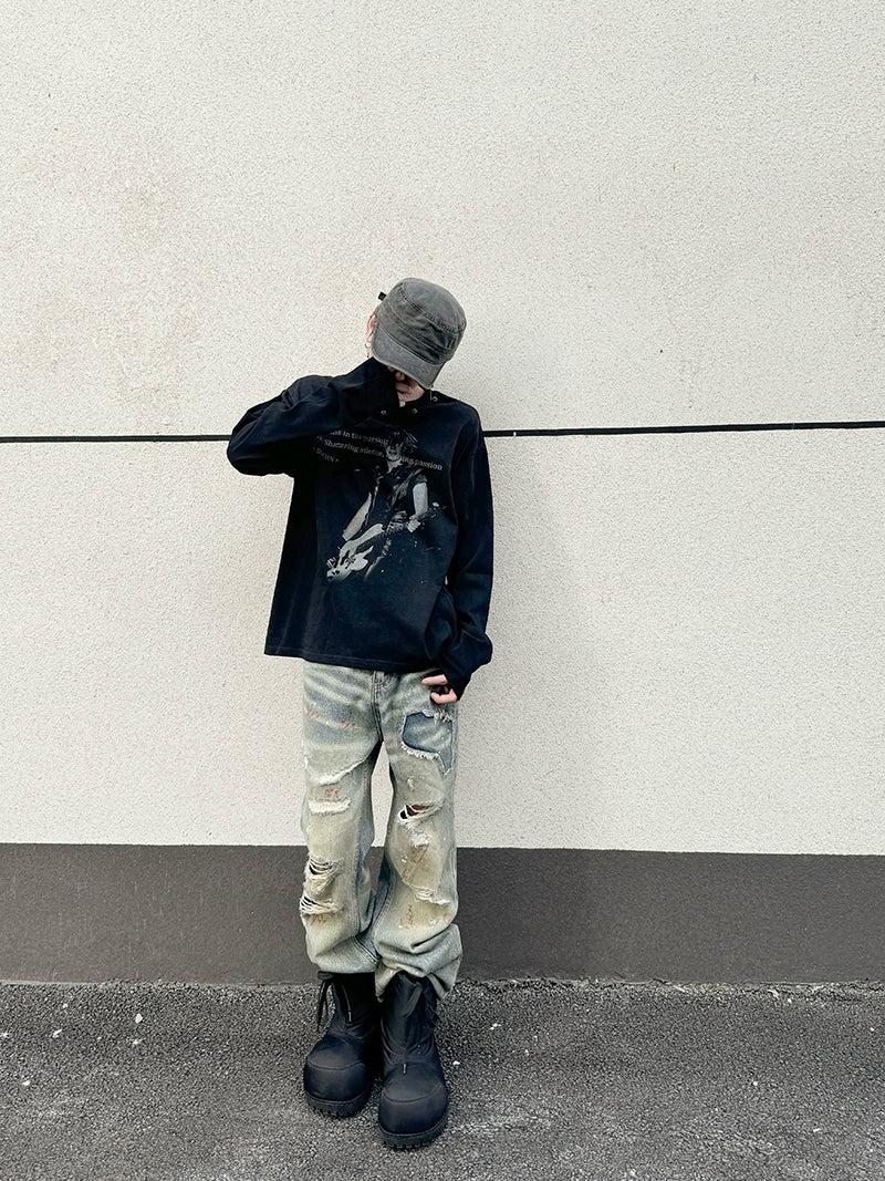 Faded Distressed Whiskers Jeans