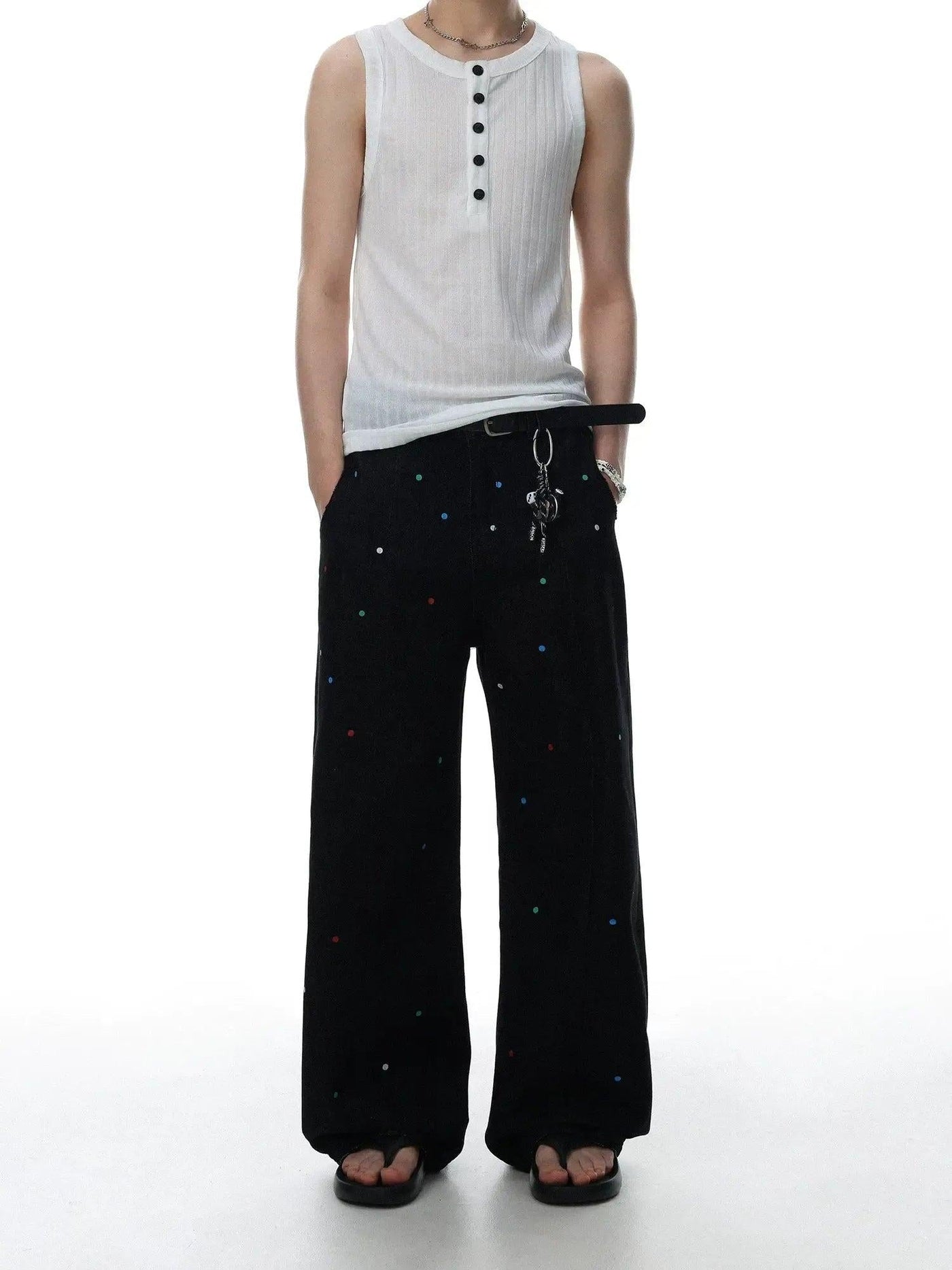 Splatter Polka Dot Wide Jeans