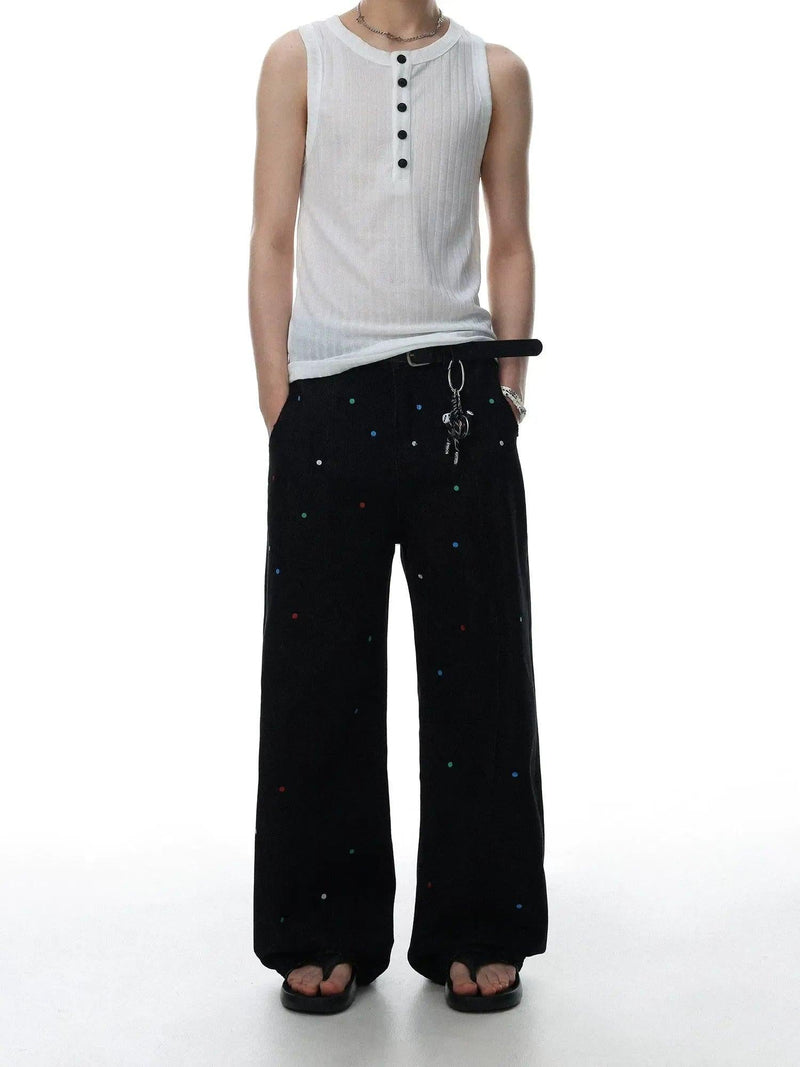 Splatter Polka Dot Wide Jeans
