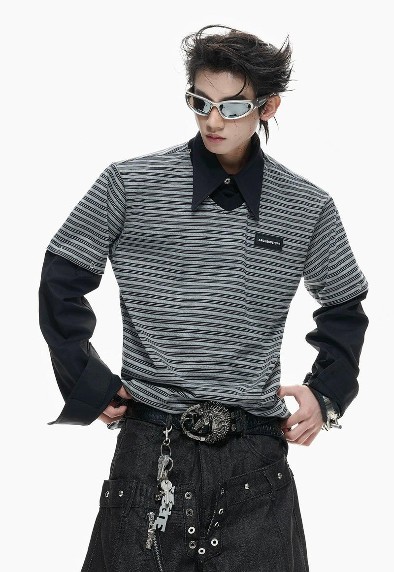 Faux Two-Piece Long Sleeve Polo