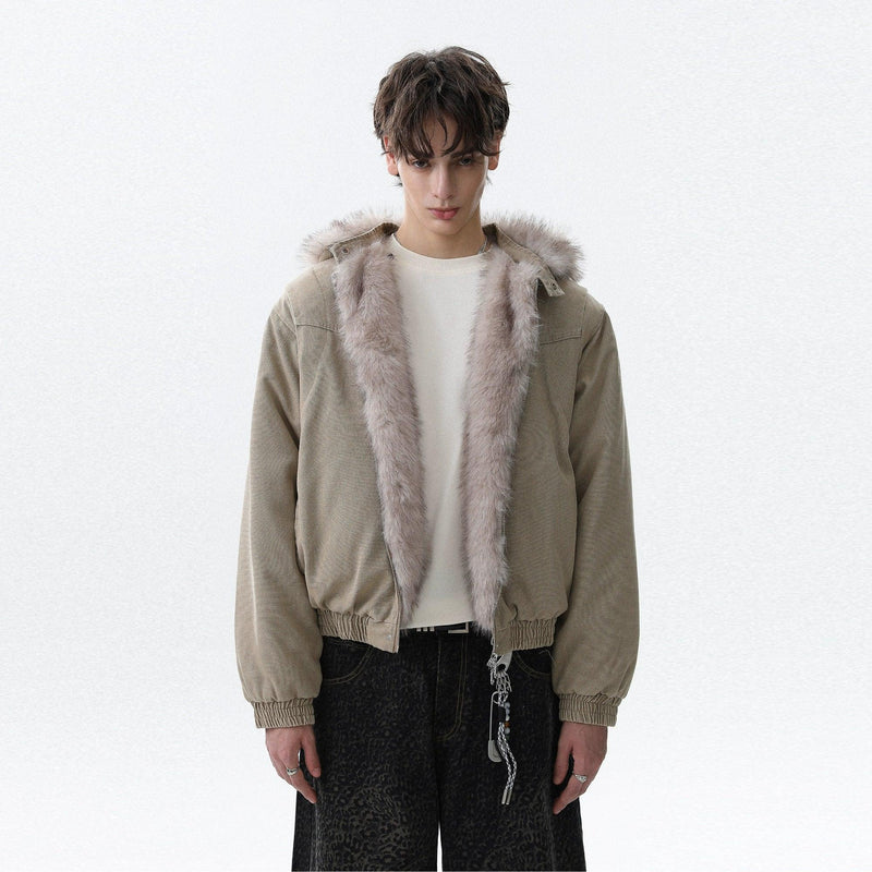 Faux Fur Lining Zipped Jacket