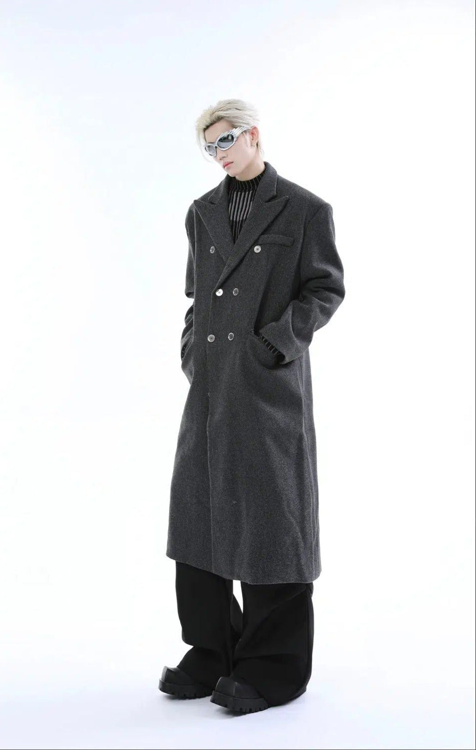 Structured Double-Breasted Long Coat