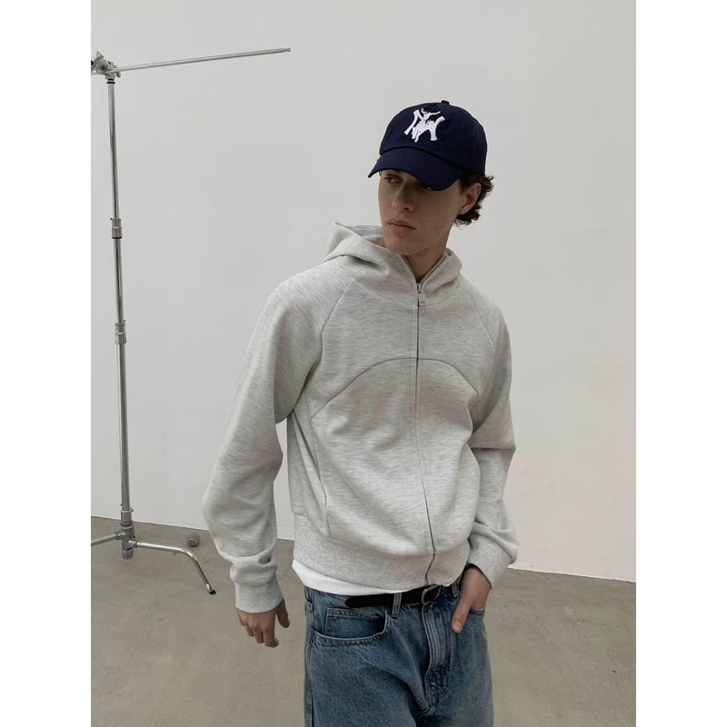 Solid Color Zipped Hoodie