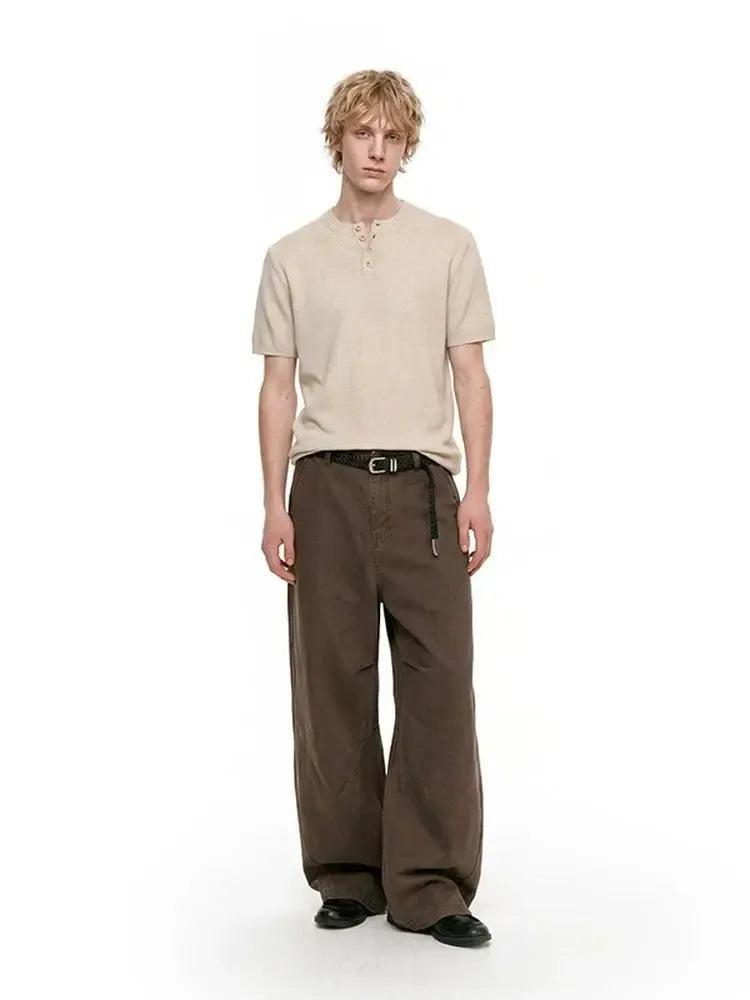Breathable Knit Henley T-Shirt
