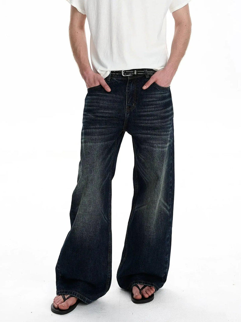 Distressed Washed Flared Jeans