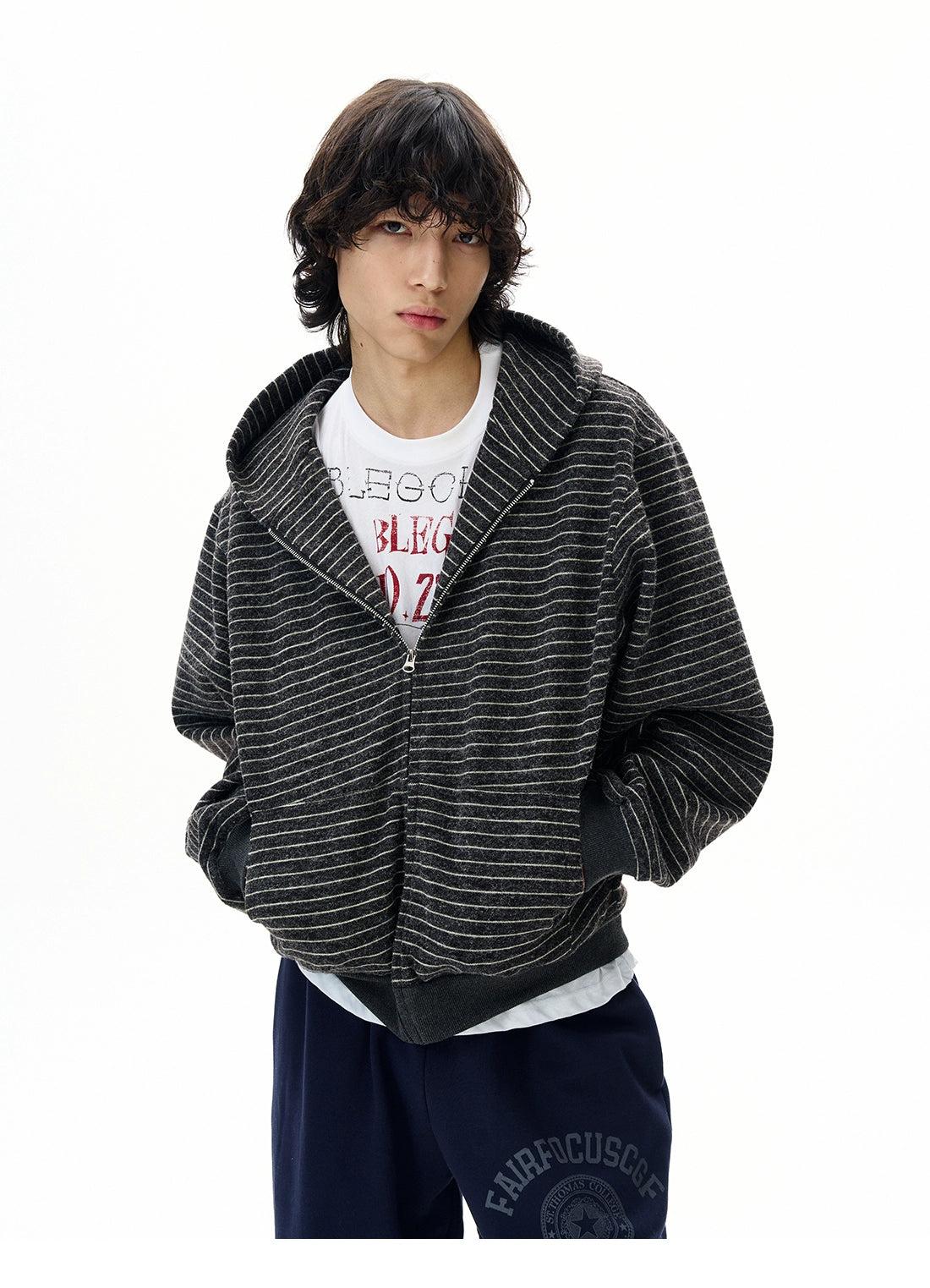 Striped Zip-Up Hoodie