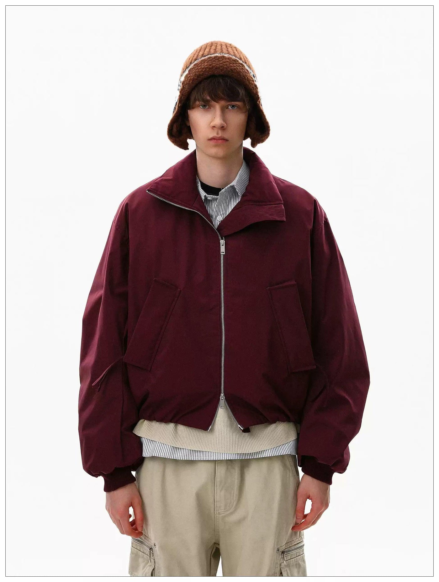 Side Pockets Zip-Up Structured Jacket
