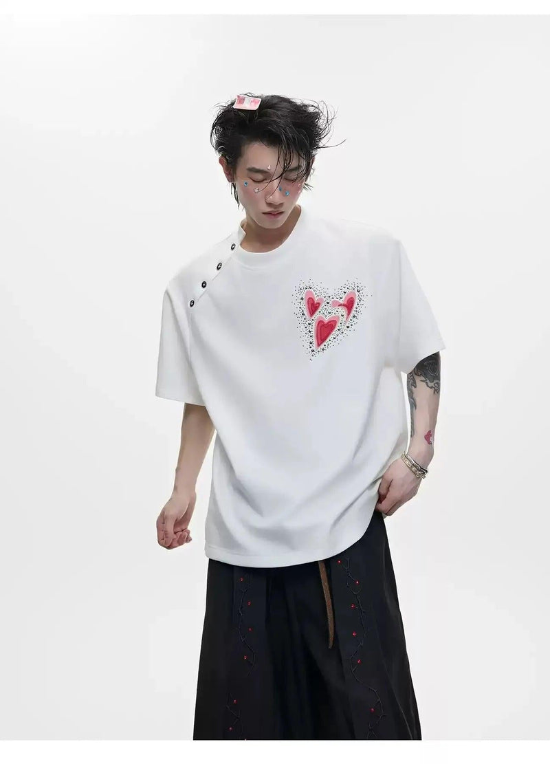 Irregular Neckline Print T-Shirt