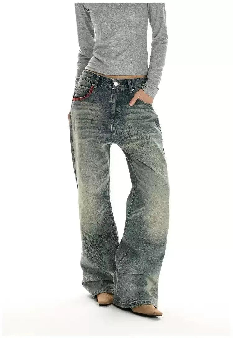 Whiskers Faded Straight Jeans