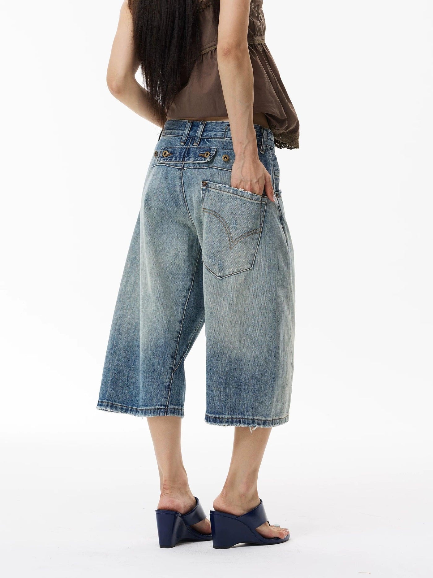 Acid Washed Denim Shorts