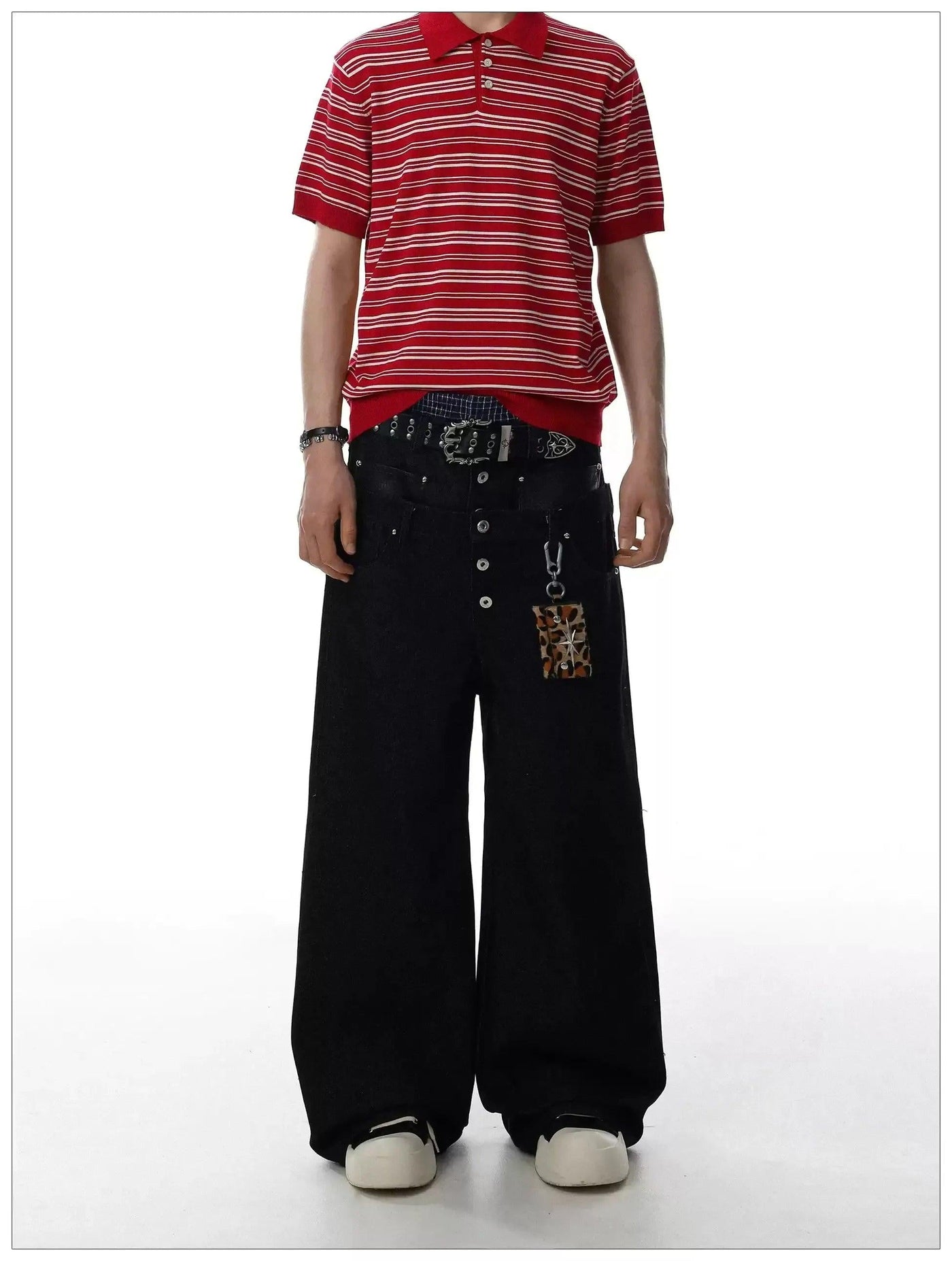 Double Waist Buttoned Jeans