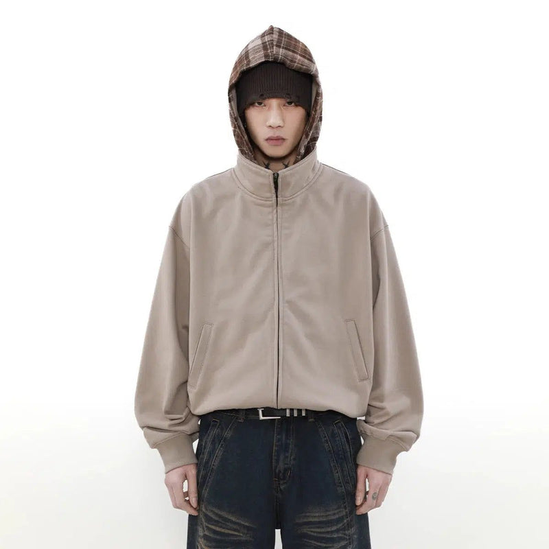 Plaid Hood Zipped Hoodie