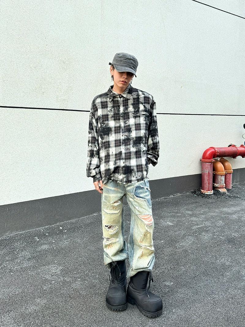 Ink Washed Checkered Shirt