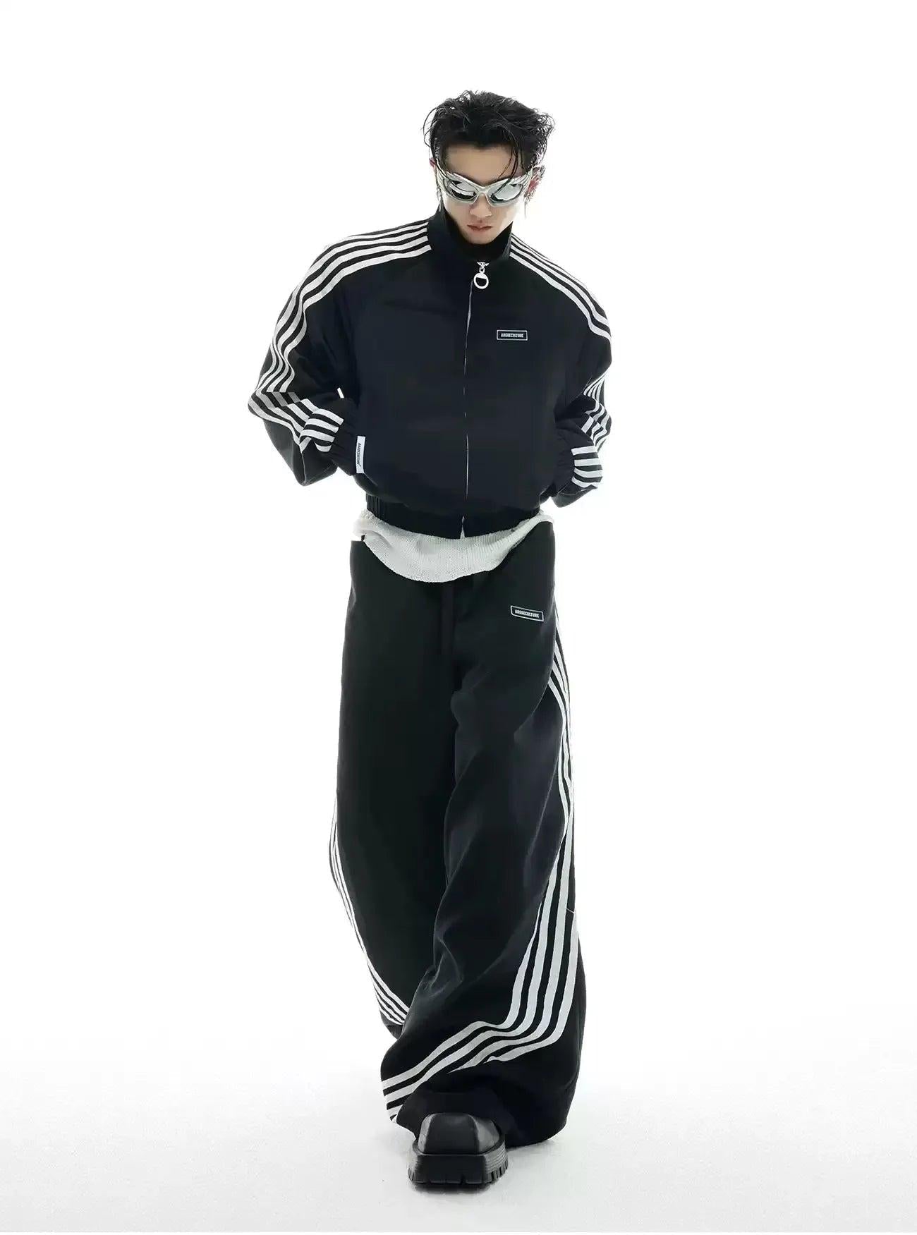 Four-Bar Athletic Jacket & Loose Pants Set