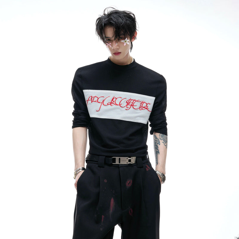 Embroidered Logo Mesh L/S T-Shirt