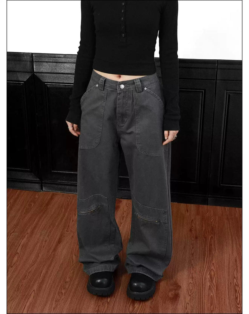 Slant & Zipped Pocket Cargo Pants