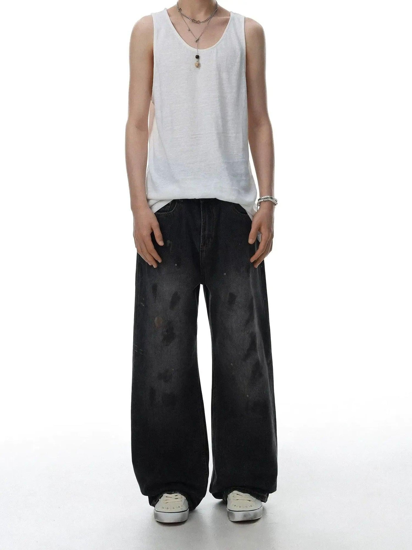 Washed Dirty Washed Wide Jeans