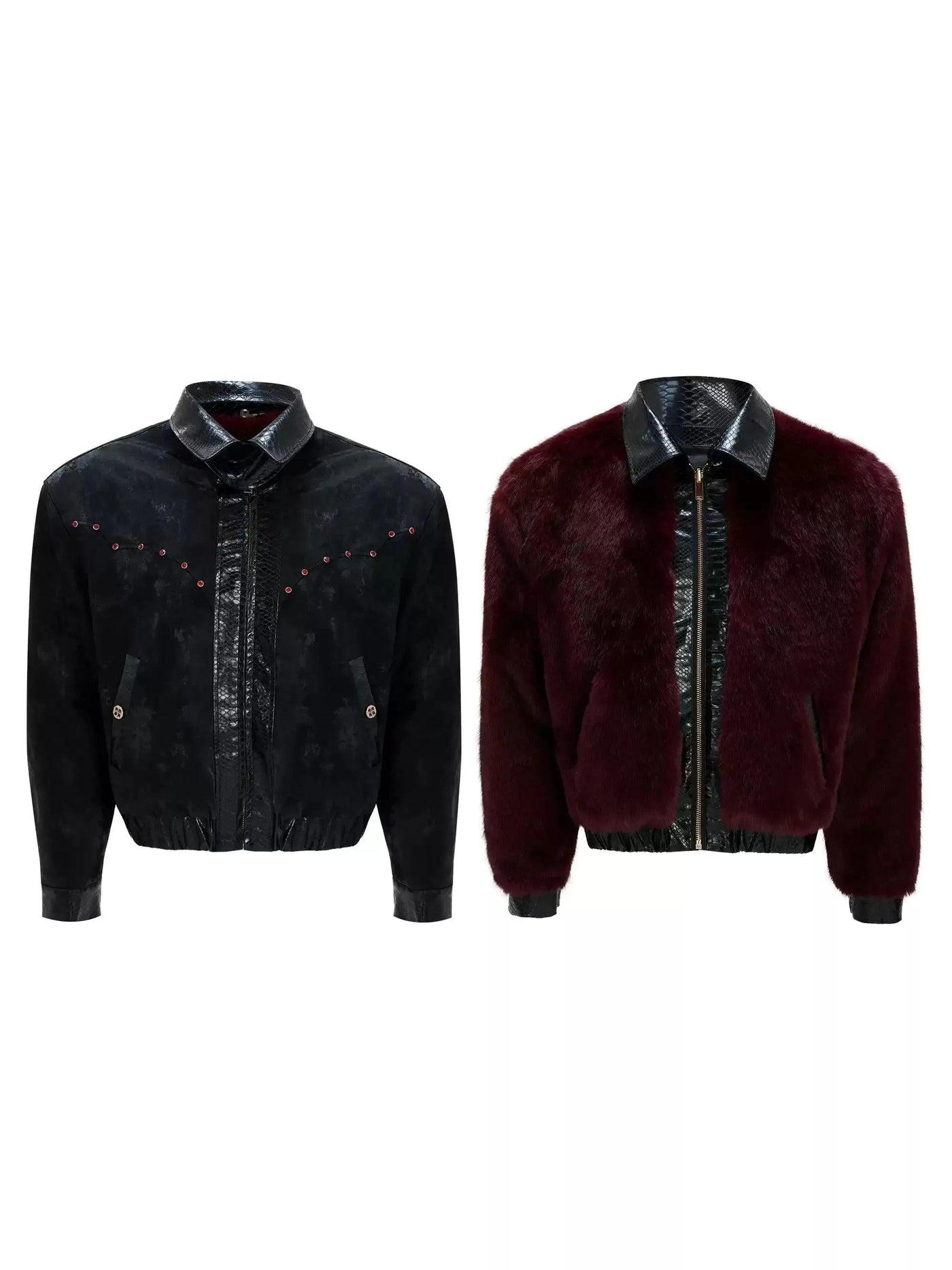 Reversible Faux Fur PU Leather Jacket