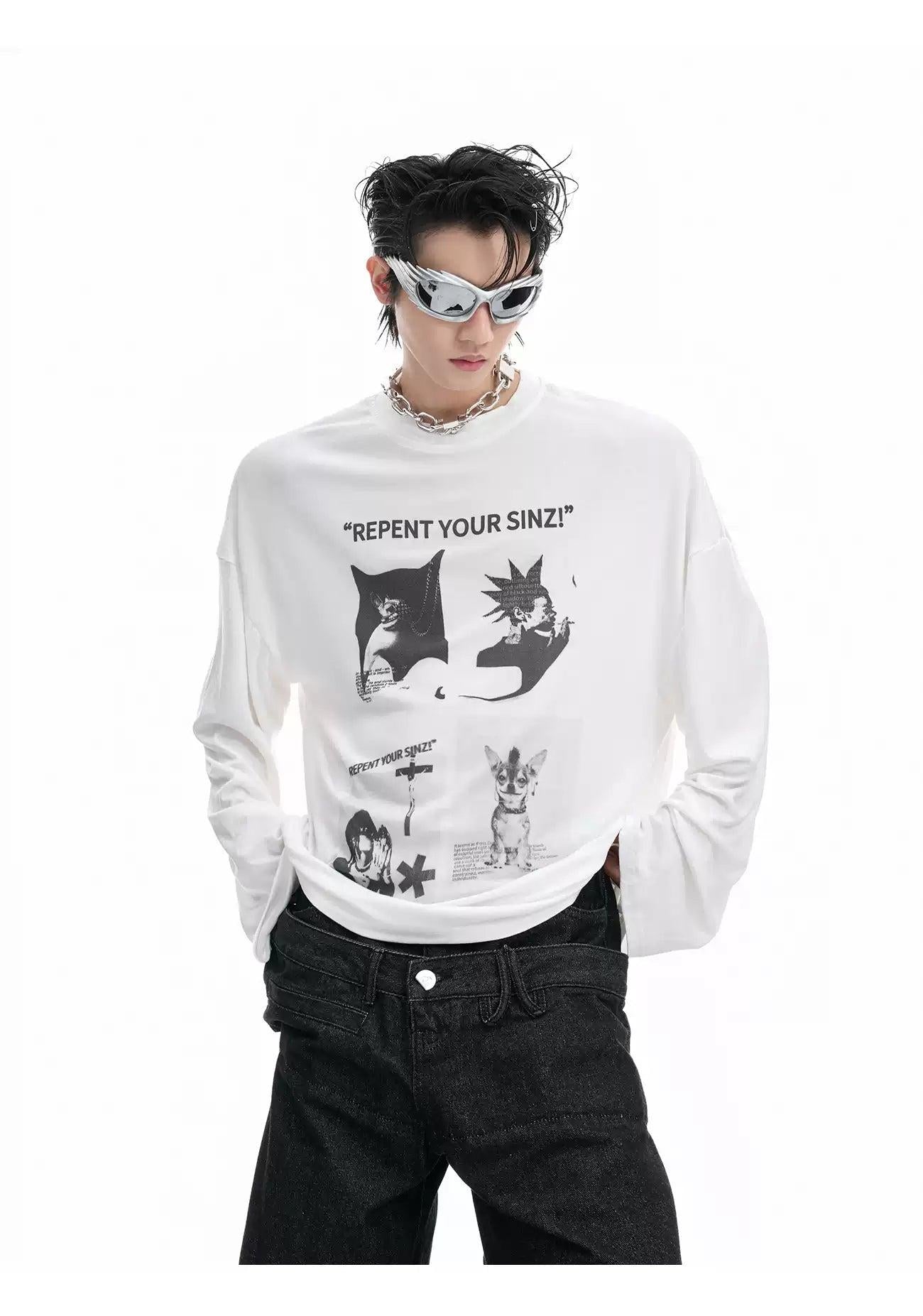 Collage Graphic Long Sleeve T-Shirt
