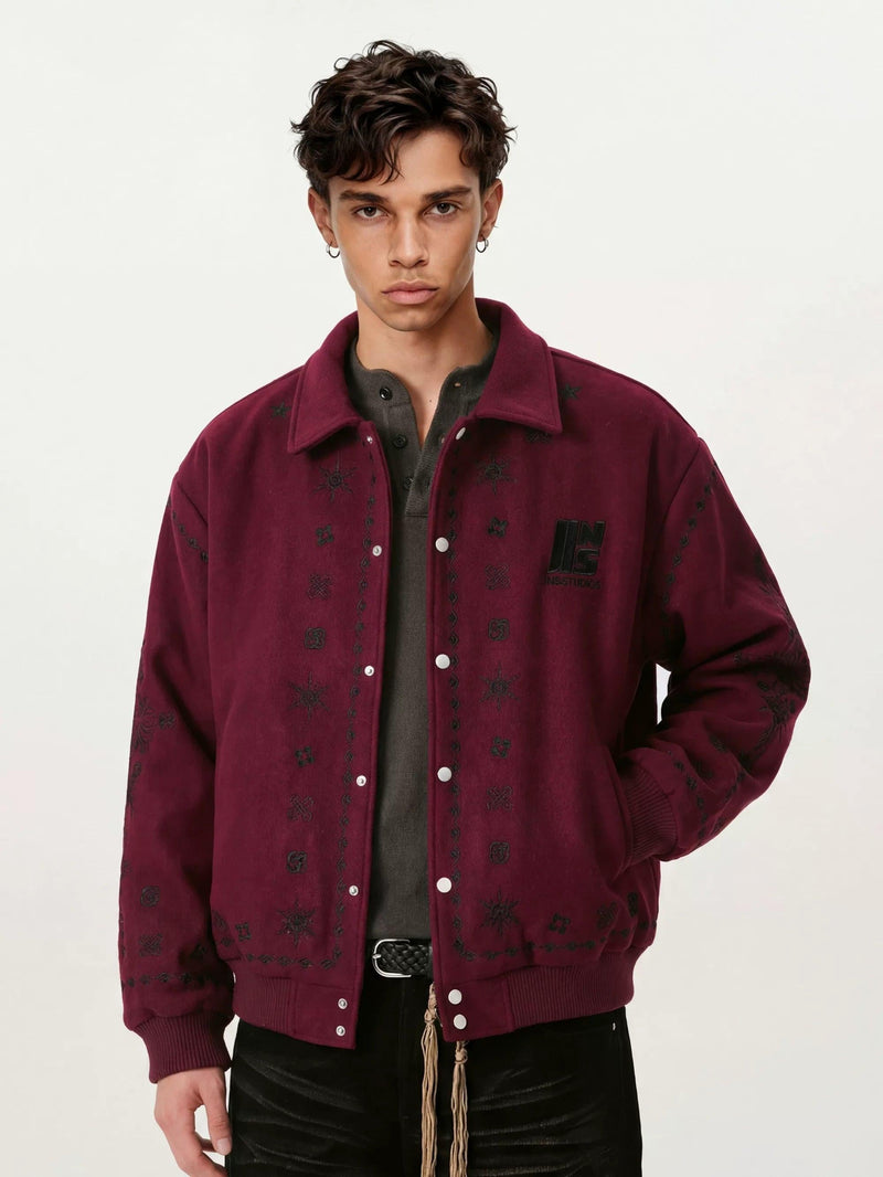 Icon Pattern Stitch Buttoned Jacket