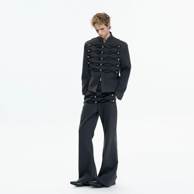 Braided Strings Blazer & Flared Pants Set