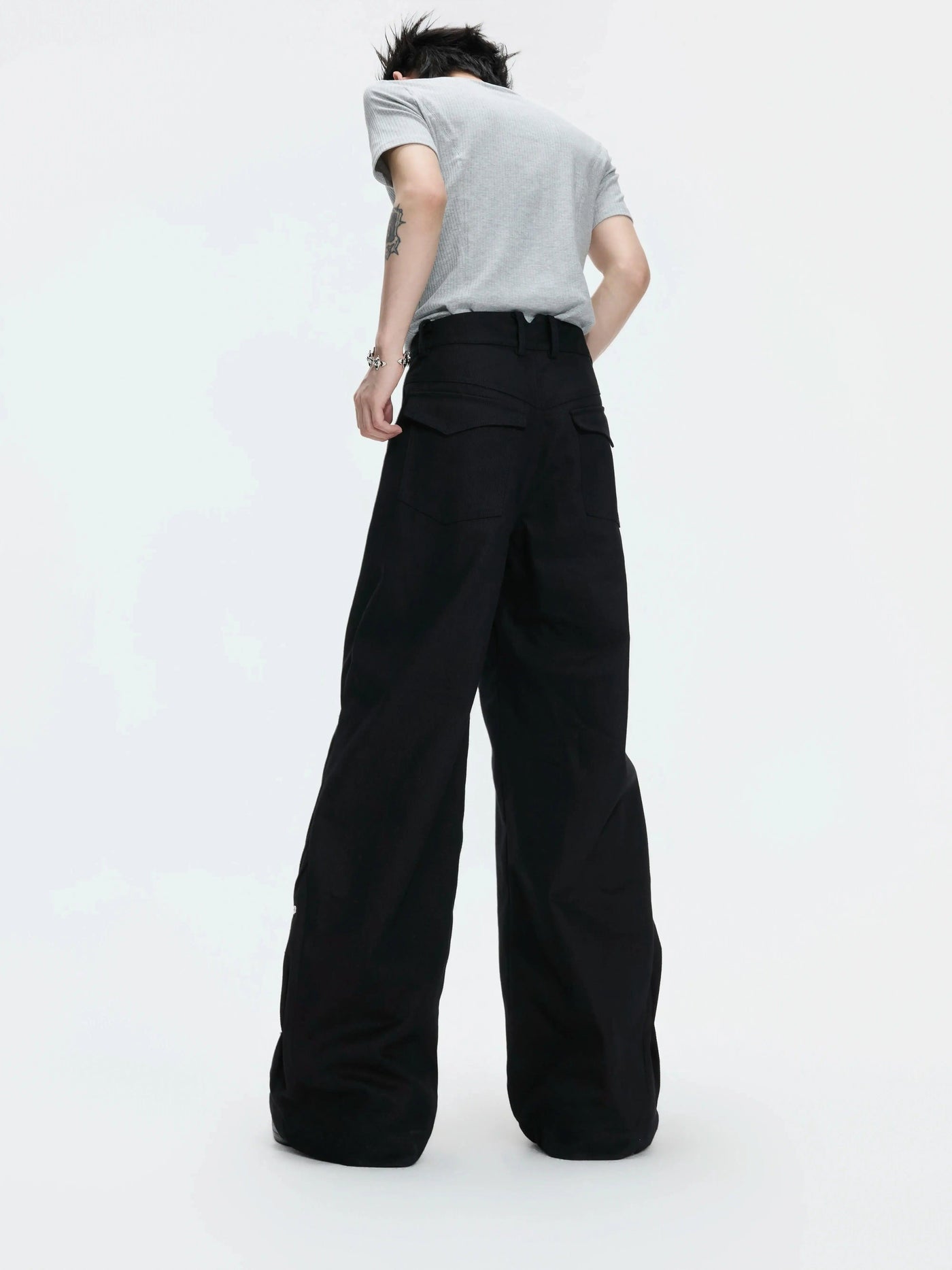 Studded Pleats Flared Pants
