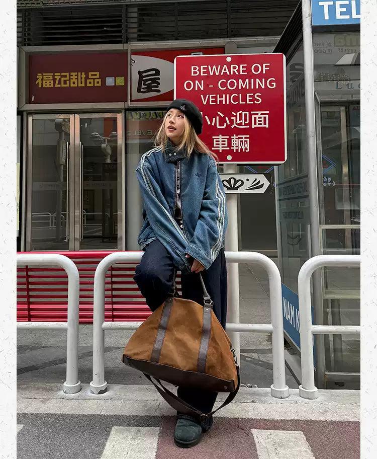 Washed Three-Stripes Denim Jacket