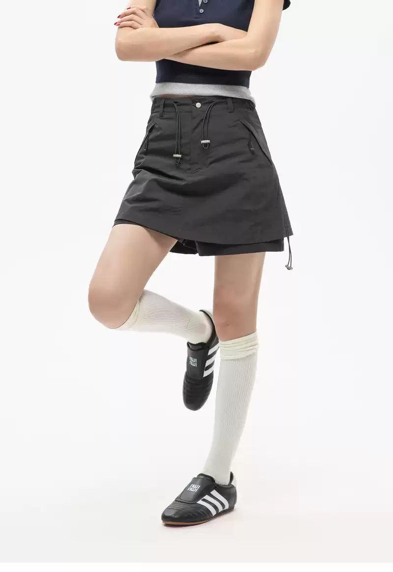 Functional Zipped Pocket Shorts Skirt
