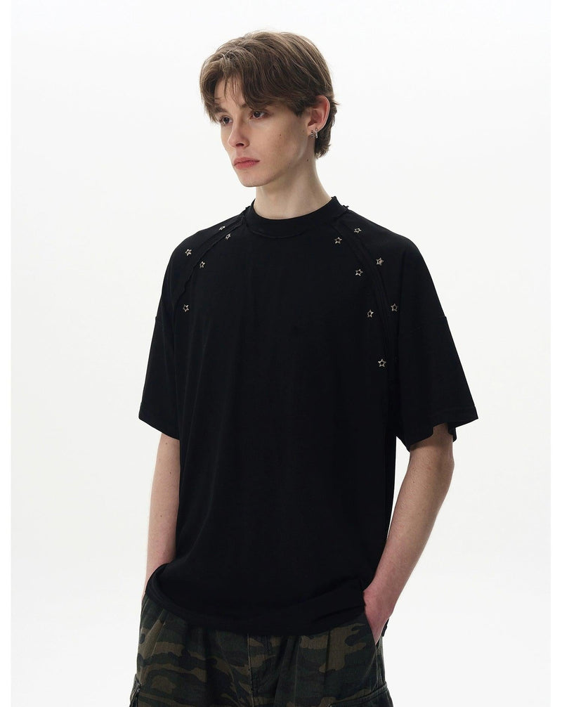 Raw Seamed Metal Mini Star T-Shirt