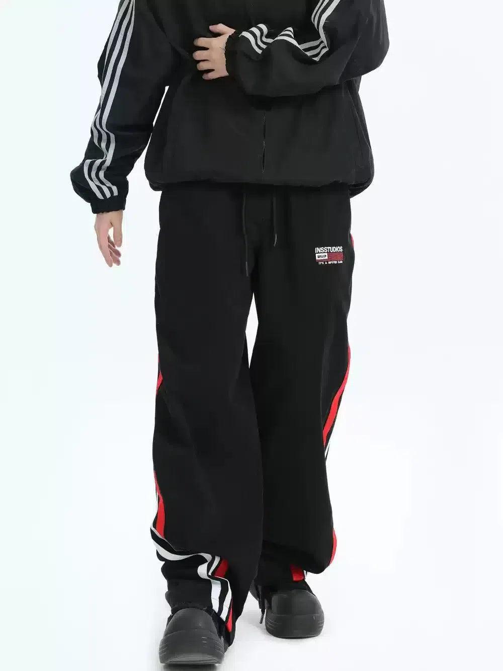 Drawstring Ribbon Spliced Sweatpants