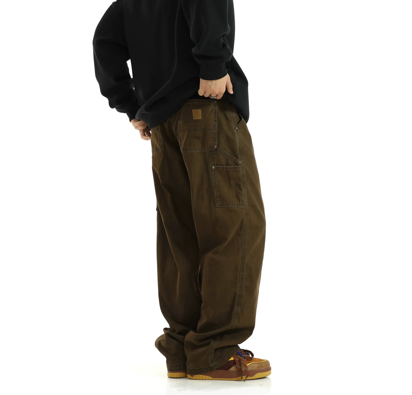 Washed Straight Loose Jeans