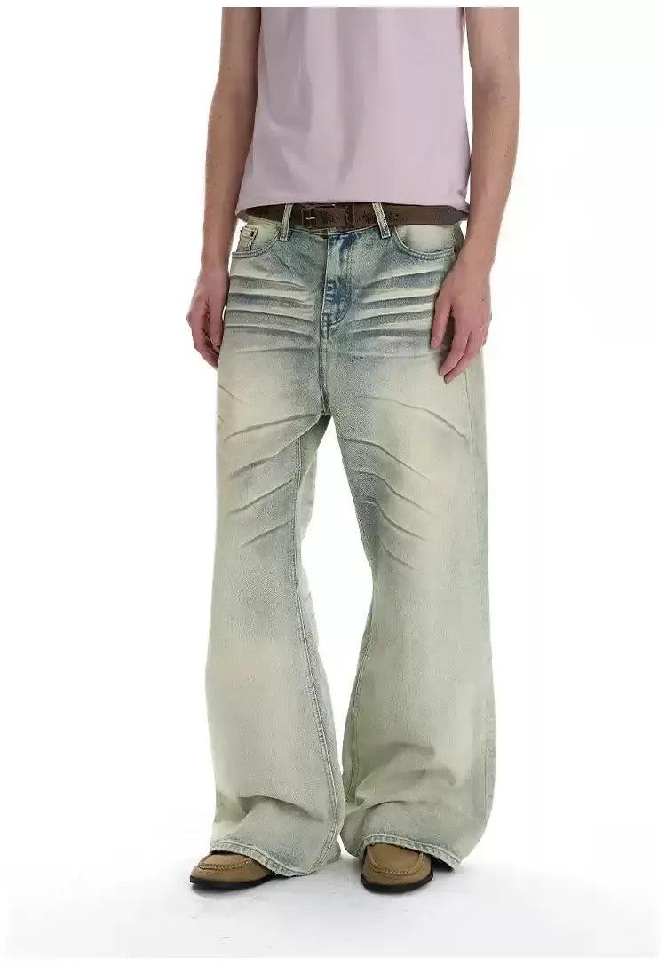 Whisker Faded Flared Jeans